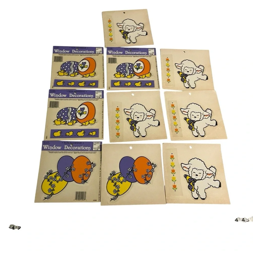 Vintage Window Cling Set Easter By Classic Clings Eggs Chicks Lamb Floral Spring
